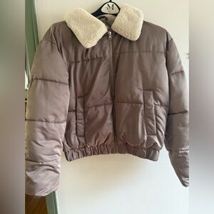 ABERCROMBIE FLEECE PUFFER CROPPED JACKET